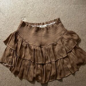 Chic Brown Ruffled Mini Skirt